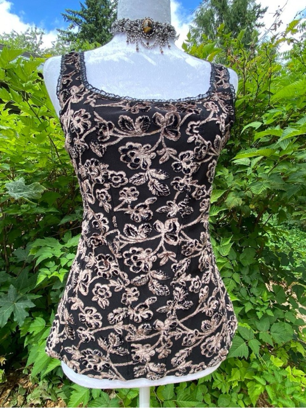 Vintage y2k Gothic Velvet Floral TankTop